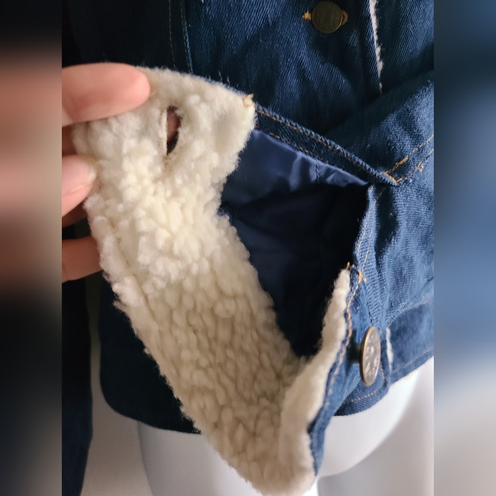 Annie Blue Denim Jacket with Sherpa Lining, Small Jacket - Picture 4 of 11